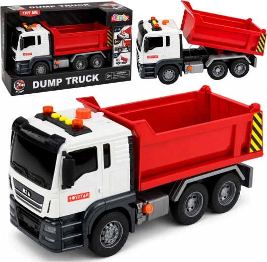Bērnu pašizgāzējs Dump Truck ar gaismām un skaņām, sarkani-balts