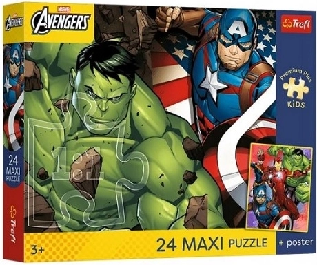 Trefl Marvel Avengers maxi puzle 24 gabali ar plakātu