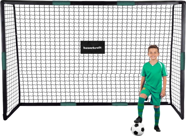 Bauerkraft football goal 300 × 200 × 120 cm with training net, black-green