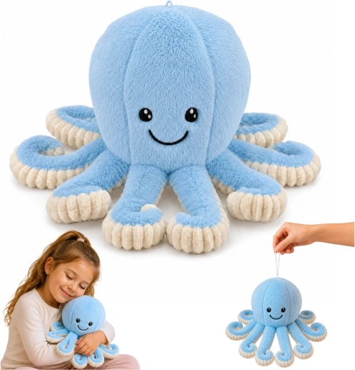 Plīša astoņkājis ar elastīgiem taustekļiem, zils 30 cm – 1 gab.