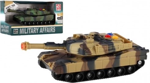 Plastmasas tanks 17 cm ar inerces piedziņu, gaismu un skaņu – 2 krāsas (RUI JIA, MILITARY AFFAIRS)