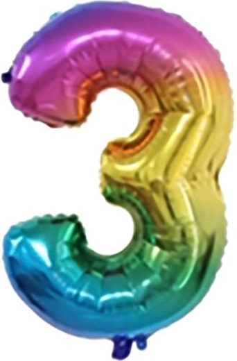 Folijas balons TORO cipars 3, 30 cm, varavīksnes