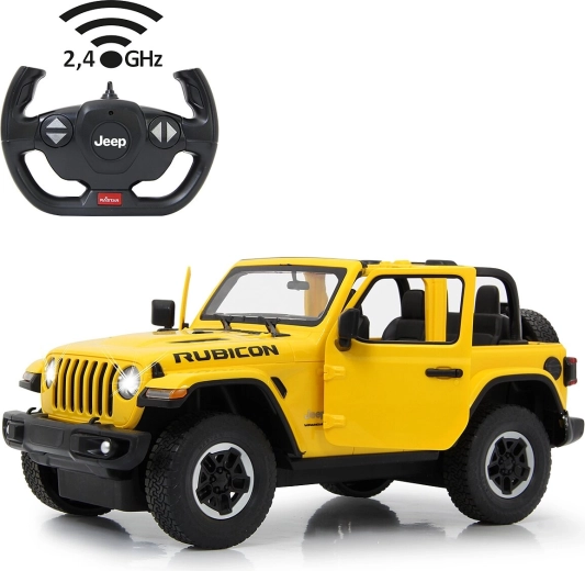 Jamara Jeep Wrangler JL 1:14 dzeltena RC automašīna 2,4 GHz ar manuāli atveramām durvīm