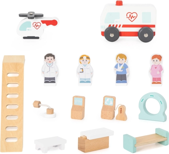 Rescue vehicles and figures included in the set