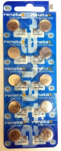 Renata 390 pulksteņu baterija 1,55 V, 60 mAh, iepakojums 10 gab.