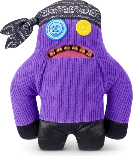 Fuggler Sasquoosh violeta plīša rotaļlieta ar bandanu un zelta zobiem, 22 cm