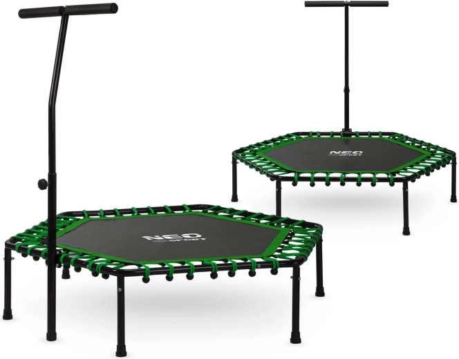 Neo-Sport sešstūraina fitnesa batuts ar rokturi 127 cm zaļš
