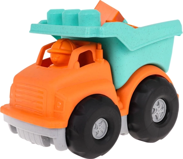 Eco dump truck with bioplastic blocks