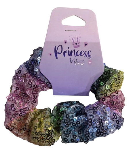 PINK matu gumija scrunchie ar fliteriem - 1 gab.