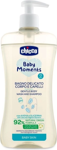 Chicco Baby Moments maigs šampūns matiem un ķermenim ar dozatoru, 500 ml