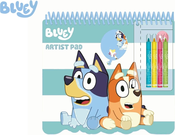 Bluey krāsojamo lapu komplekts ar šabloniem, uzlīmēm un flomāsteriem