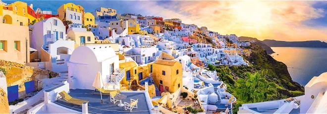 Puzzle panorama 1000 pieces – sunset on Santorini by Trefl