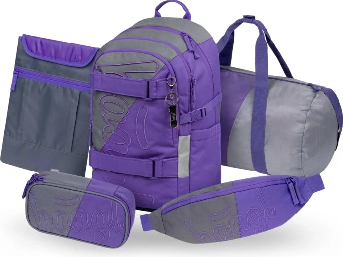 Baagl set 5 Skate Dual – school backpack, pencil case, sports bag, waist bag and laptop/accessory sleeve GRS