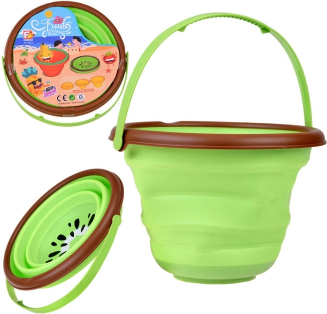 Collapsible silicone kiwi bucket for kids