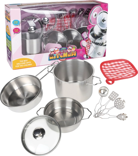 Metal Pots Set for Kids, 11 Pieces