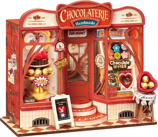 RoboTime Rolife Mini Chocolate Shop – DIY 3D Wooden Mini House Model
