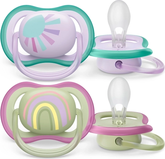 Philips AVENT knupītis Ultra Air Varavīksne meitenēm 0–6 mēnešu vecumā, 2 gab.