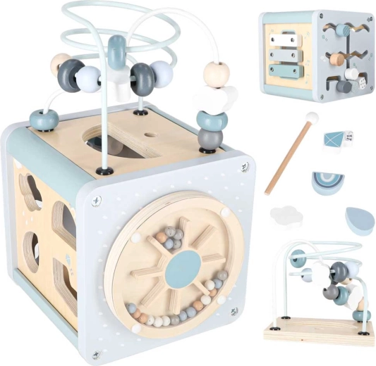 Blue Wooden Educational Motor Skills Cube 5-in-1
