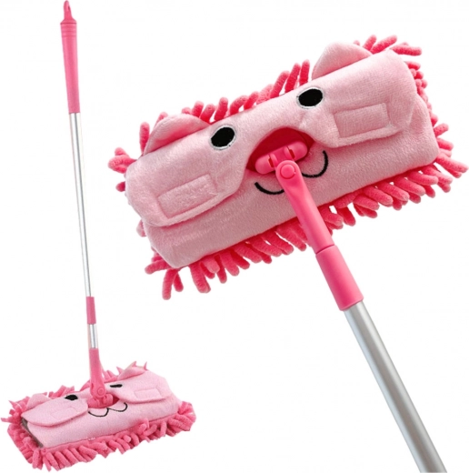 Children's mop with telescopic handle animal pink
