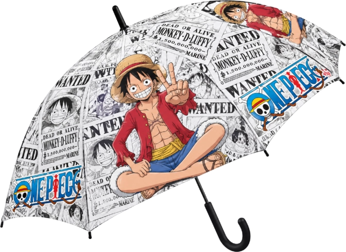 Bērnu automātiskais One Piece lietussargs ar Lufija motīvu, 48,5 cm, melns