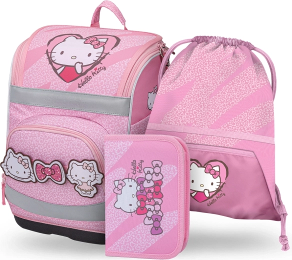 Baagl Zippy Plus Hello Kitty Sweet Leopard School Set – school satchel, pencil case and drawstring bag