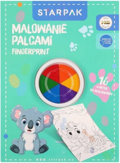 Finger paints with animal coloring pages
