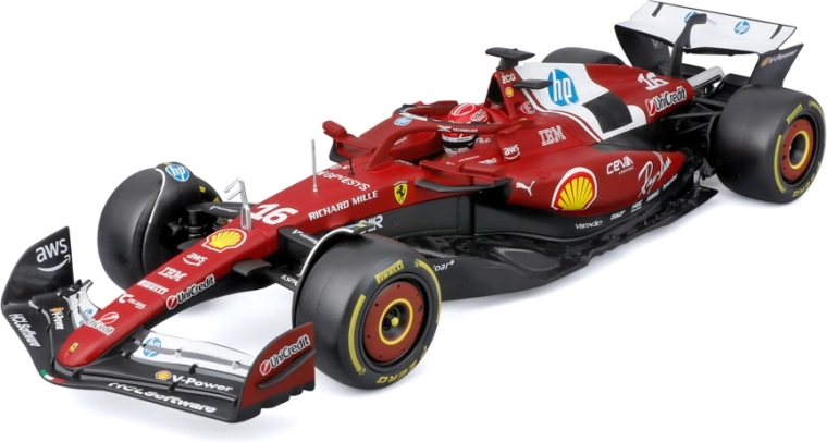 Bburago Ferrari SF-25 2025 F1 modelis Charles Leclerc 1:18 ar ķiveri