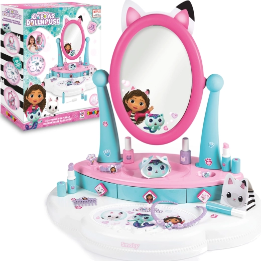 Smoby Gabby’s Dollhouse bērnu kosmētikas galdiņš ar 12 piederumiem