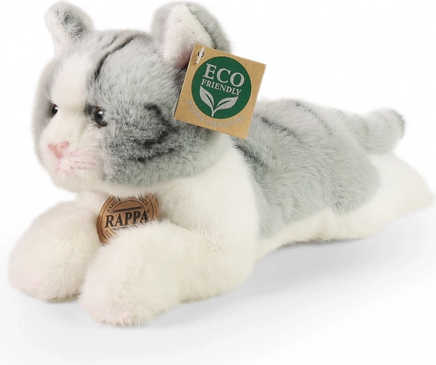 Plīša pelēks guļošs kaķis 20 cm ECO-FRIENDLY