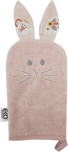 EKO cotton washcloth with ears Bunny rose pink 20 × 15 cm