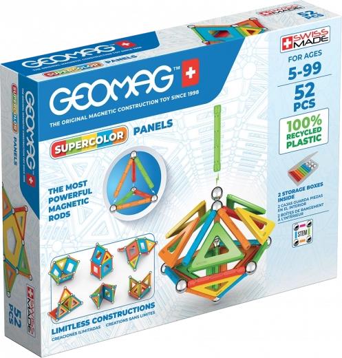 Magnētiskais konstruktors Geomag Supercolor Recycled – 52 detaļas
