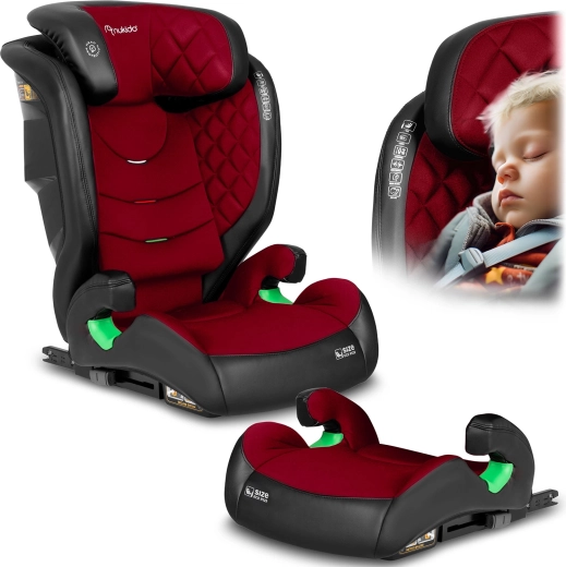 Autokrēsliņš Nukido Louis 100–150 cm, ISOFIX, melni sarkans