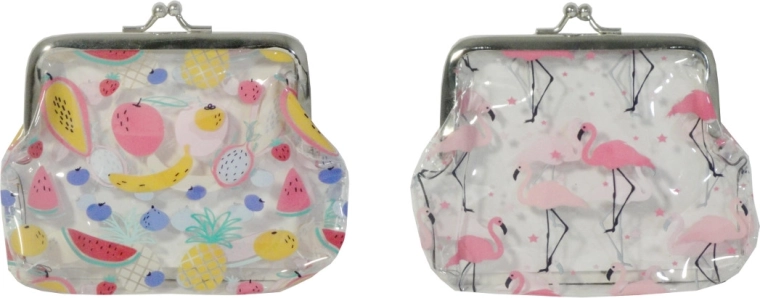 Caurspīdīgs bērnu maciņš ar augļiem vai flamingo