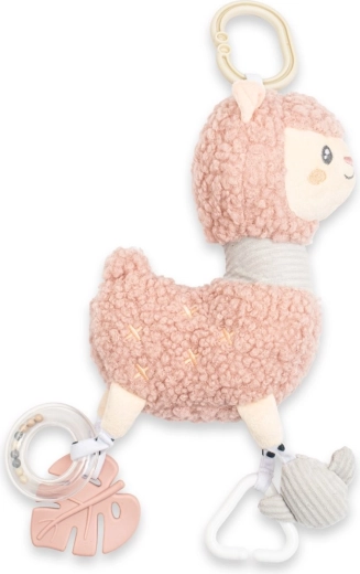 Plīša rotaļlieta lama ar vibrāciju, grabulīti un kožamo NEW BABY