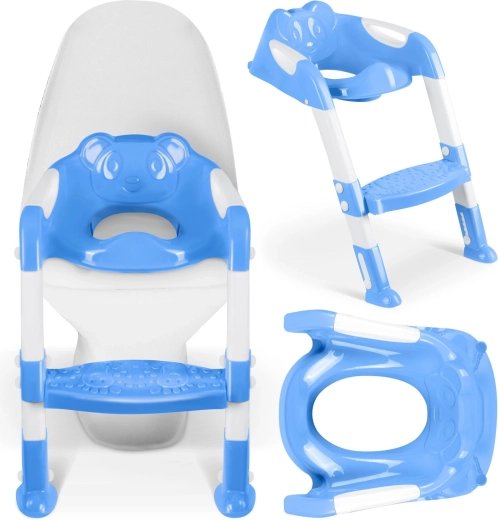 Bērnu WC uzlika ar platformu un rokturiem RICOKIDS koala – zila