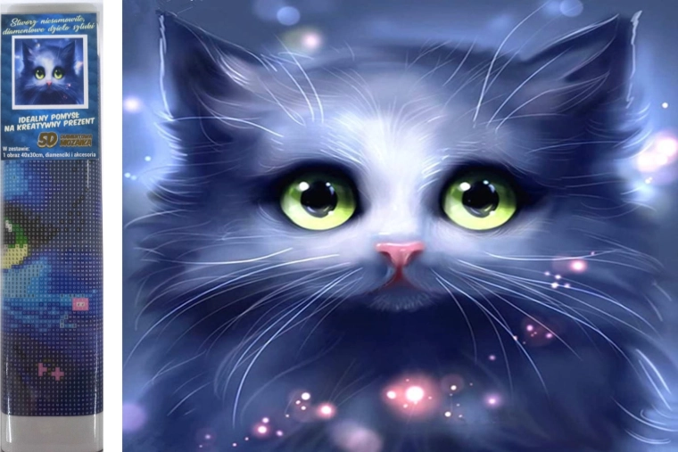 Diamond Painting Gray Kitten 30 × 40 cm
