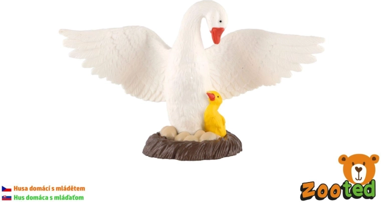Domestic Goose with Gosling Figurine
