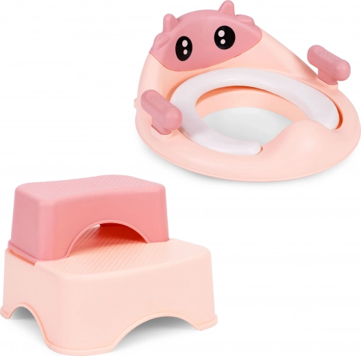 Rozā bērnu tualetes sēdeklis ar kāpnītēm ECOTOYS