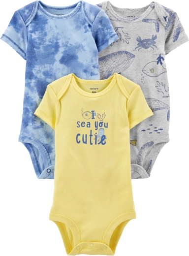 Carter's boys' short-sleeve bodysuits Blue Ocean - 3 pcs – NB / size 56