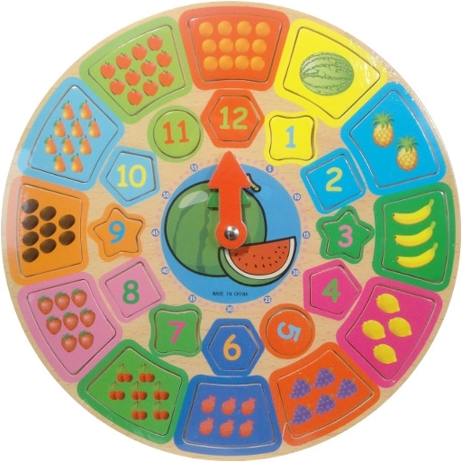 Wooden Educational Clock – Fruit and Numbers
