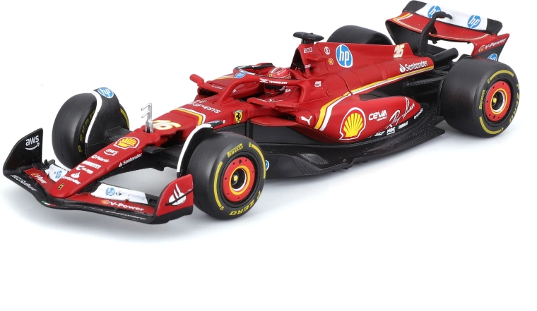 Kovmetāla modelis Bburago 1:43 Ferrari SF-24 Charles Leclerc ar braucēja figūriņu dāvanu kastītē