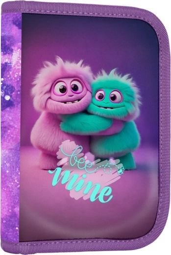 School pencil case with 1 compartment and 2 flaps MONSTER, empty
