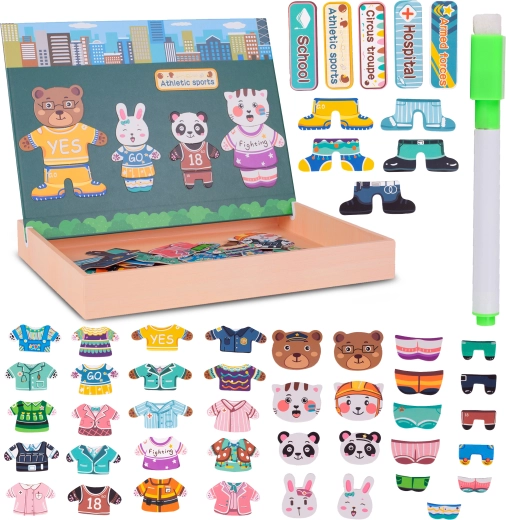 Educational magnetic puzzle family