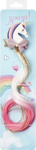 Souza! hair clip with rainbow unicorn hair strand