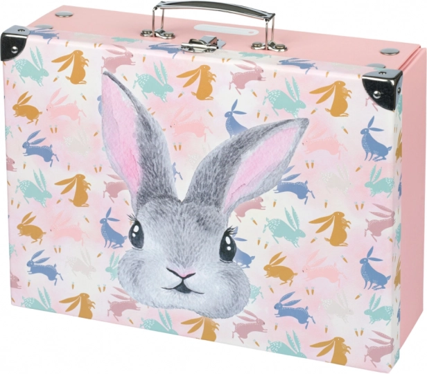 Salokāms skolas koferītis Bunny ar metāla apdari