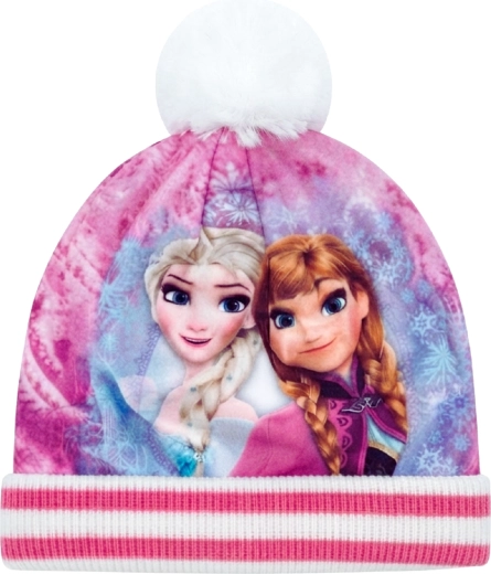 Children's winter beanie Disney Frozen with Elsa, Anna and a pom-pom