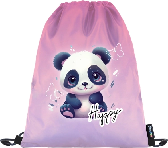 Drawstring gym bag with panda motif