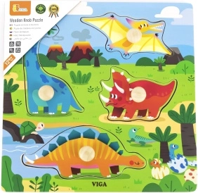 Wooden Puzzle with Pegs Dinosaurs Viga