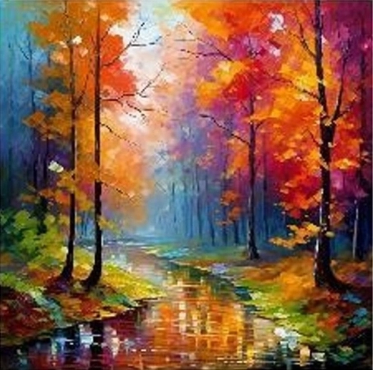 NORIMPEX Krāsošana pēc numuriem – upe rudens mežā, 40 × 50 cm