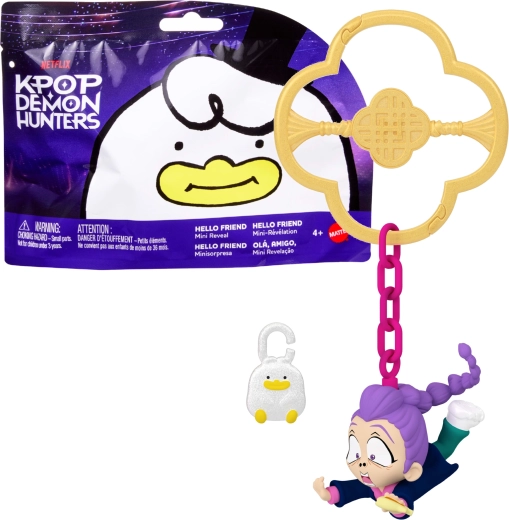 Mattel Netflix KPop Demon Hunters pārsteigums – mini figūriņa piekariņam Hello Friend mini reveal